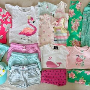 Carter's OshKosh Chatham Baby Girl Summer Clothing Lot 12 Months tropical